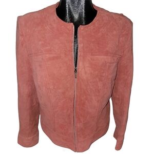 Bernardo Women's Coral Suede Zip-Up Moto Jacket L